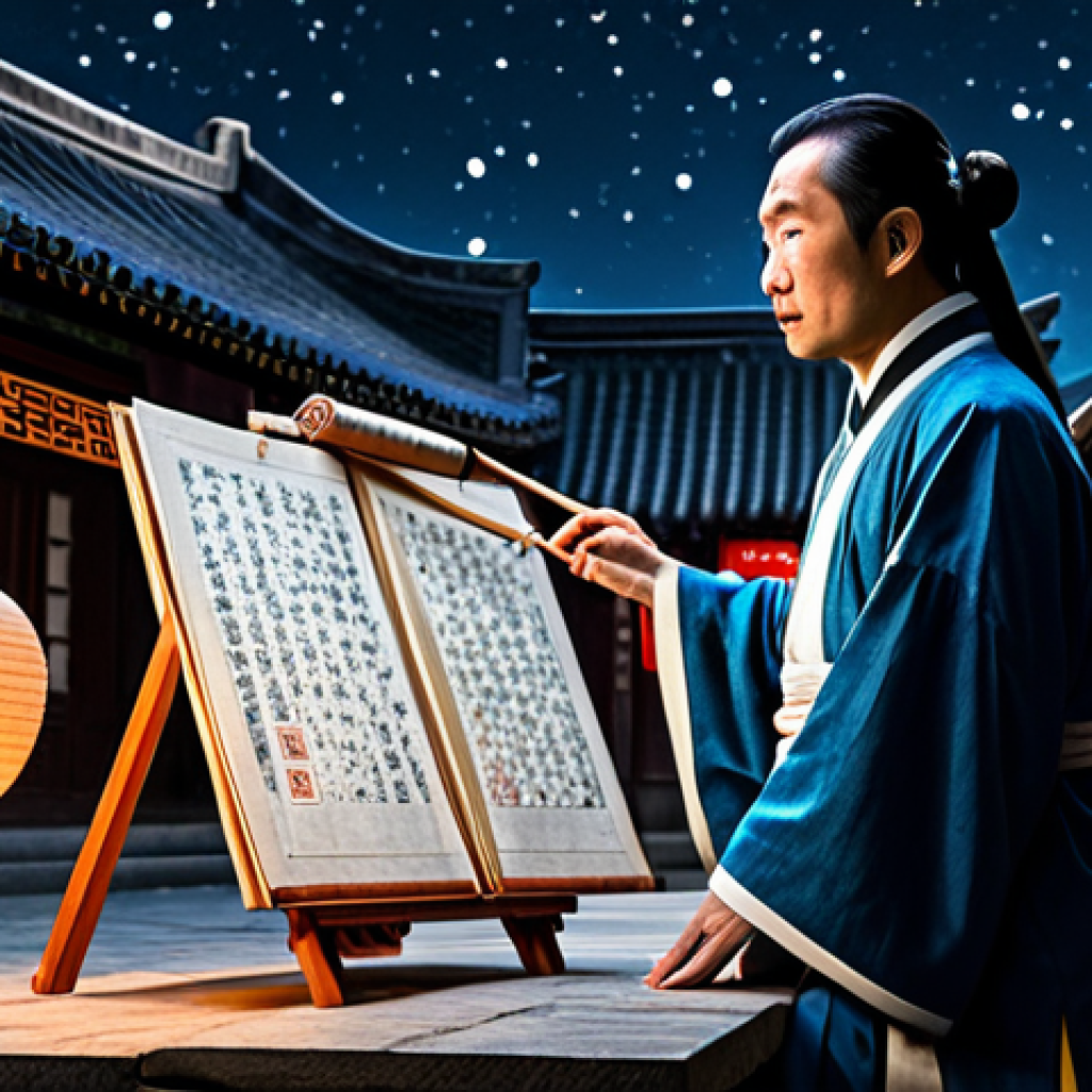 Ancient Stargazer**

"An ancient Chinese astronomer, fully clothed in traditional Hanfu, observing the night sky with intense curiosity, surrounded by scrolls and star charts, in a humble courtyard illuminated by lanterns, appropriate attire, safe for work, perfect anatomy, correct proportions, natural pose, family-friendly, professional illustration, high quality."

**
