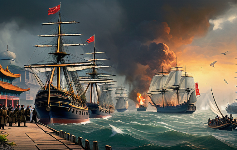 근대 역사 - **Awakening Shock: The Opium War Era**
    "A dramatic historical scene set in a 19th-century Chines...