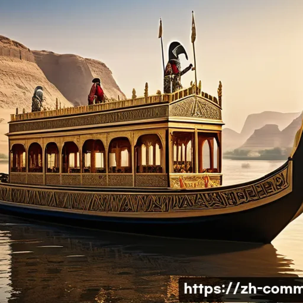 아프리카 역사 - The Pharaoh's Royal Procession on the Nile**
A majestic scene set in ancient Egypt, featuring a gra...