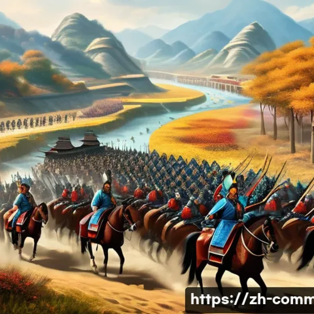 세계의 전쟁사 - A detailed digital painting of an ancient battlefield scene during the Spring and Autumn period in C...