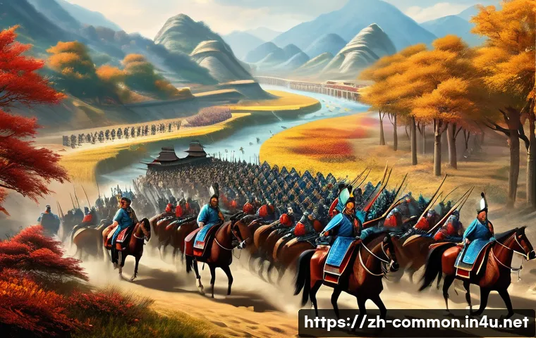 세계의 전쟁사 - A detailed digital painting of an ancient battlefield scene during the Spring and Autumn period in C...