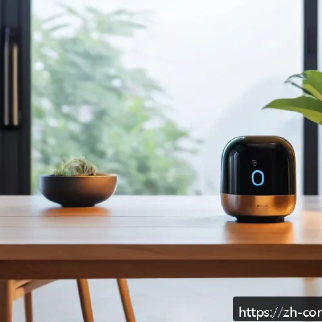 인터넷 트렌드 - A modern Chinese smart home interior scene featuring a young adult interacting with a sleek smart as...