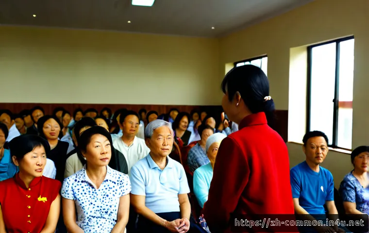 사회적 이슈 - Photorealistic community town hall meeting about a social issue, diverse Chinese adults and seniors ...